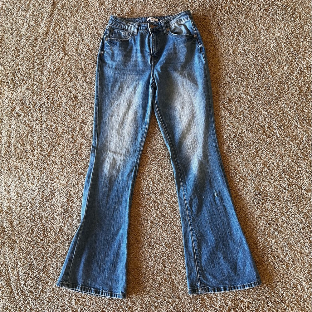 BP Blue Flare Wide Leg Jeans with Natural Fading